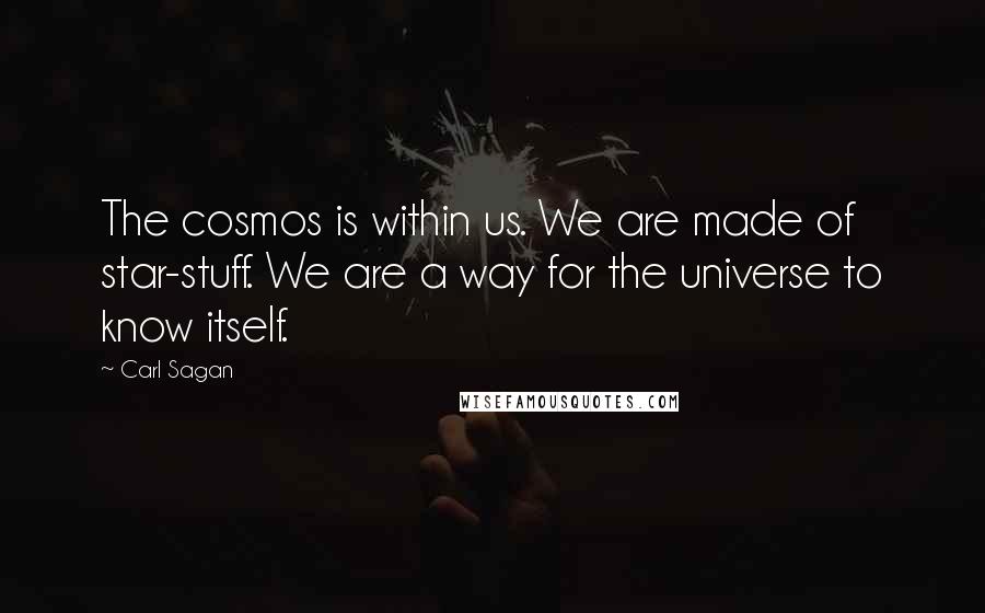 Carl Sagan Quotes: The cosmos is within us. We are made of star-stuff. We are a way for the universe to know itself.