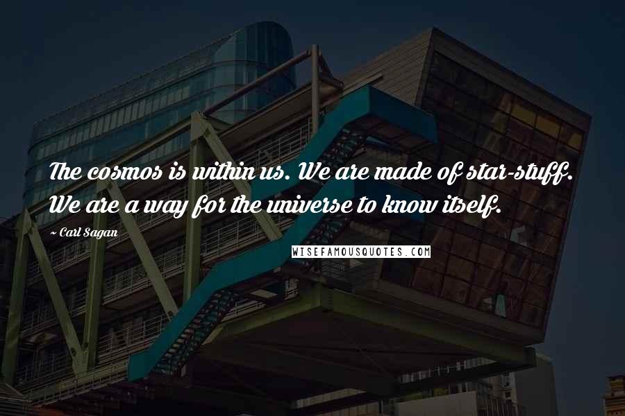Carl Sagan Quotes: The cosmos is within us. We are made of star-stuff. We are a way for the universe to know itself.