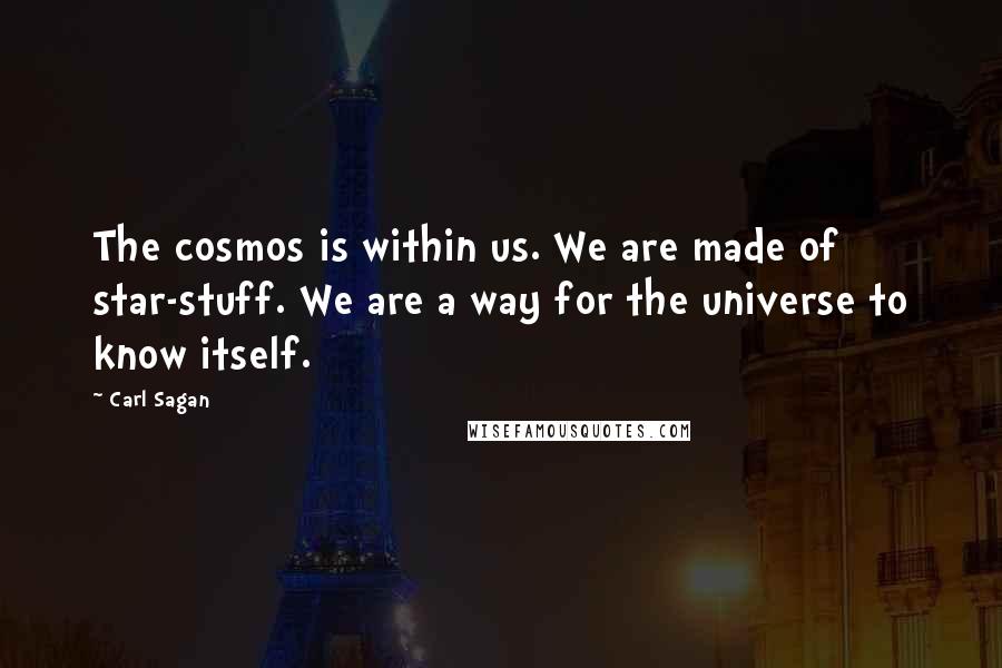 Carl Sagan Quotes: The cosmos is within us. We are made of star-stuff. We are a way for the universe to know itself.