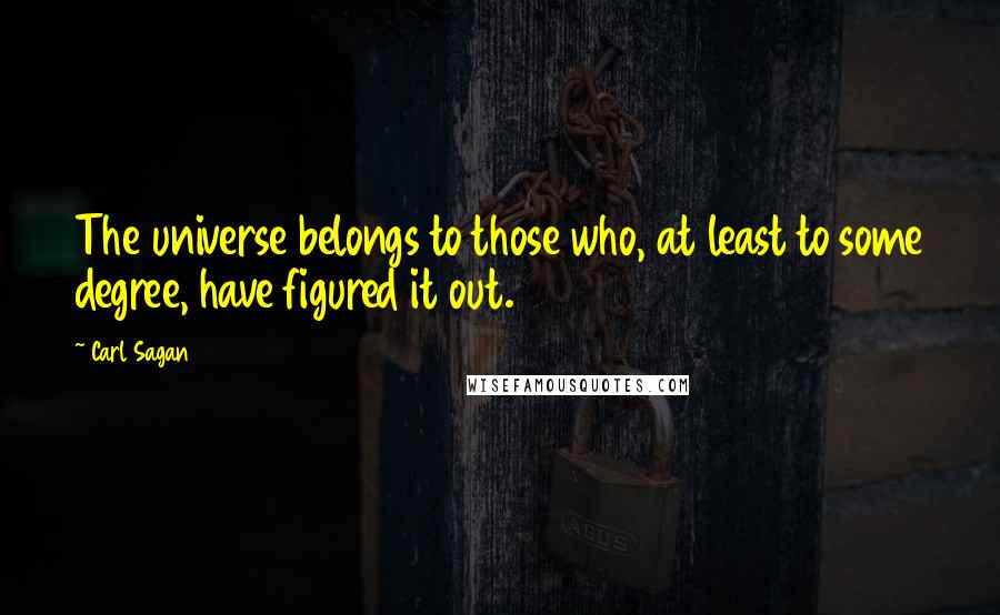 Carl Sagan Quotes: The universe belongs to those who, at least to some degree, have figured it out.