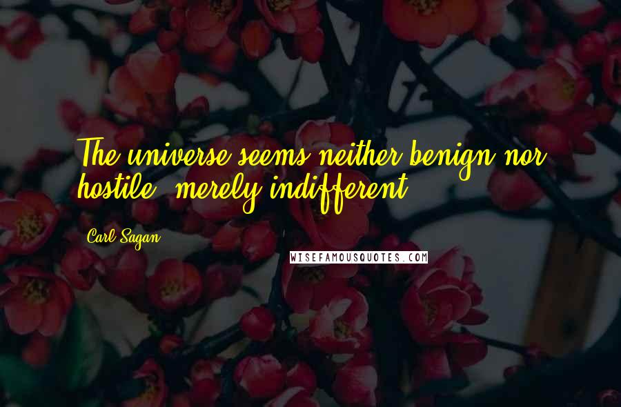 Carl Sagan Quotes: The universe seems neither benign nor hostile, merely indifferent.