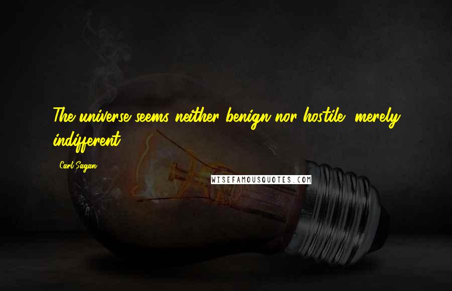 Carl Sagan Quotes: The universe seems neither benign nor hostile, merely indifferent.