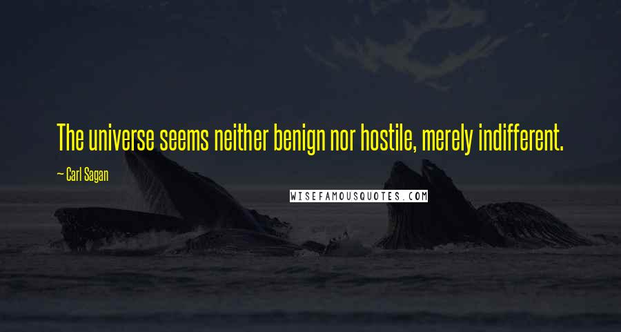 Carl Sagan Quotes: The universe seems neither benign nor hostile, merely indifferent.