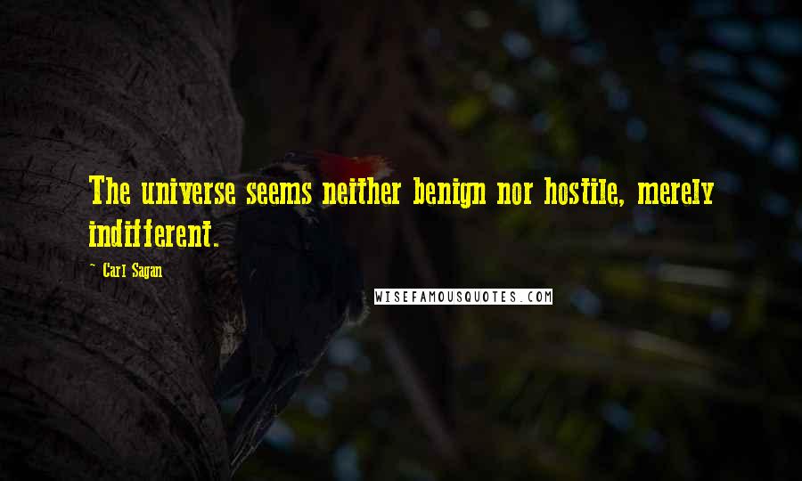 Carl Sagan Quotes: The universe seems neither benign nor hostile, merely indifferent.