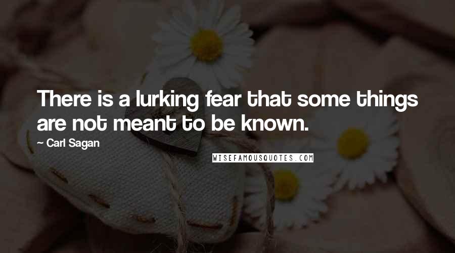 Carl Sagan Quotes: There is a lurking fear that some things are not meant to be known.