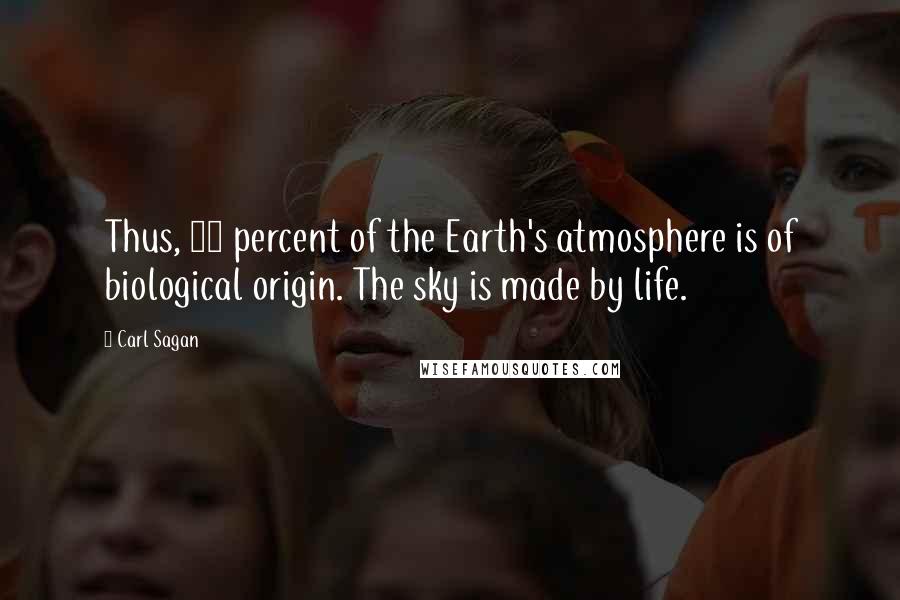 Carl Sagan Quotes: Thus, 99 percent of the Earth's atmosphere is of biological origin. The sky is made by life.