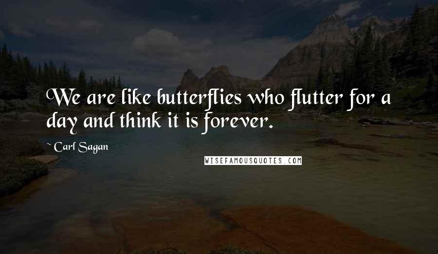 Carl Sagan Quotes: We are like butterflies who flutter for a day and think it is forever.