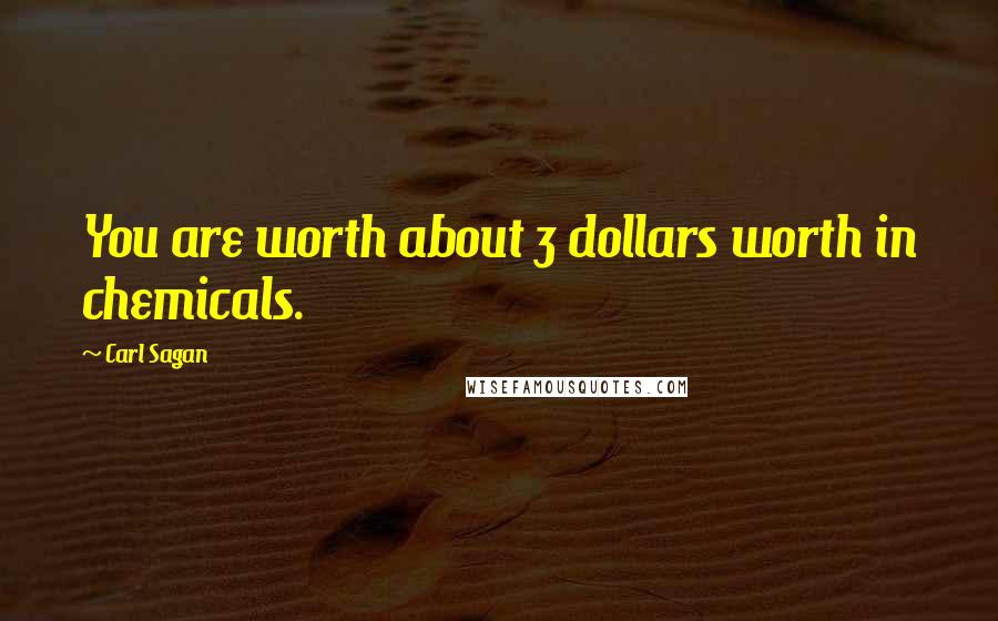 Carl Sagan Quotes: You are worth about 3 dollars worth in chemicals.