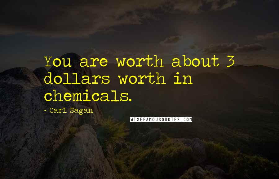 Carl Sagan Quotes: You are worth about 3 dollars worth in chemicals.