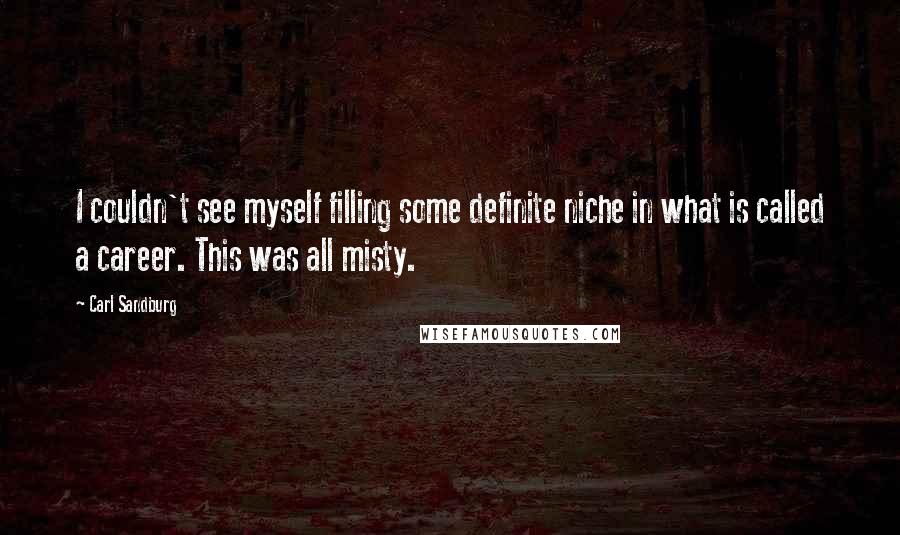 Carl Sandburg Quotes: I couldn't see myself filling some definite niche in what is called a career. This was all misty.