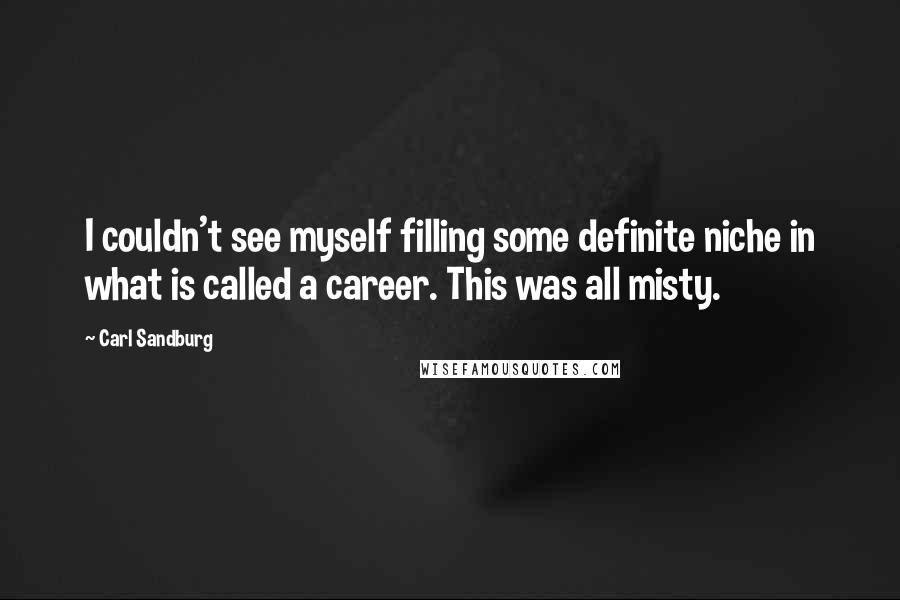 Carl Sandburg Quotes: I couldn't see myself filling some definite niche in what is called a career. This was all misty.