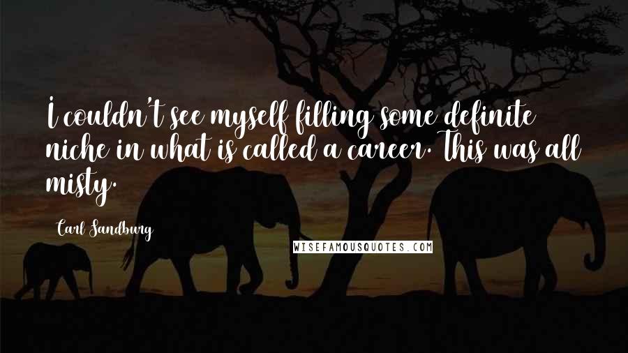 Carl Sandburg Quotes: I couldn't see myself filling some definite niche in what is called a career. This was all misty.