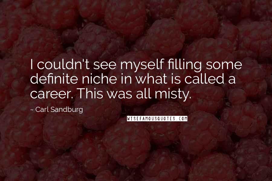 Carl Sandburg Quotes: I couldn't see myself filling some definite niche in what is called a career. This was all misty.