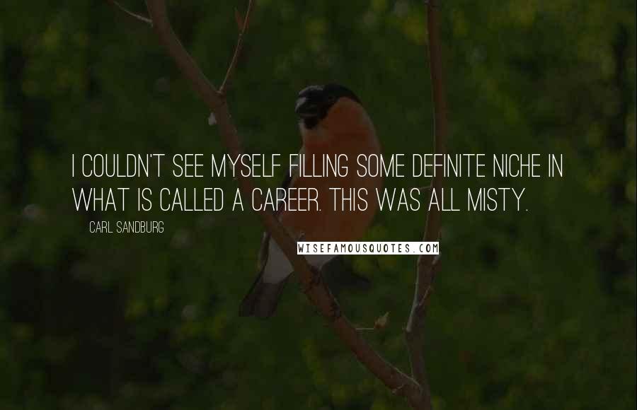 Carl Sandburg Quotes: I couldn't see myself filling some definite niche in what is called a career. This was all misty.