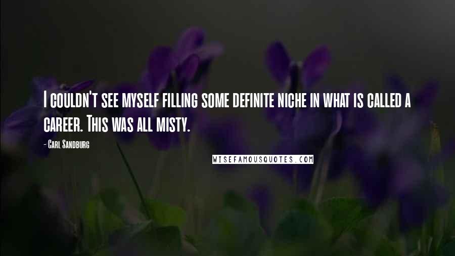 Carl Sandburg Quotes: I couldn't see myself filling some definite niche in what is called a career. This was all misty.