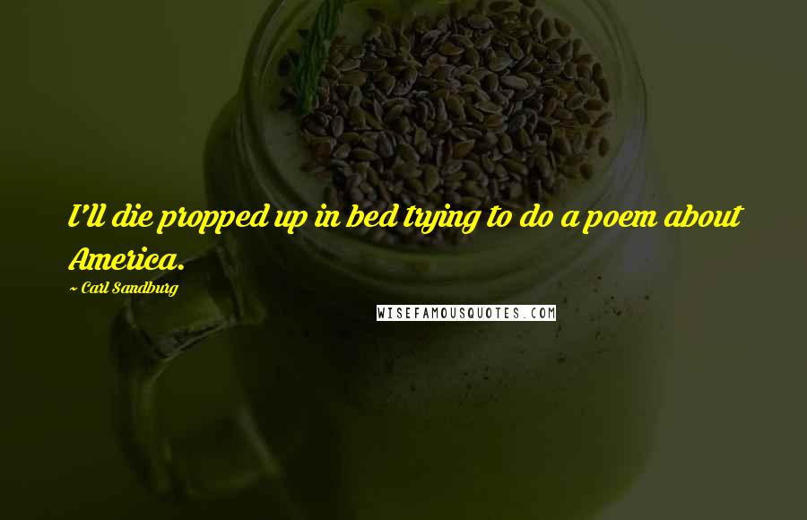 Carl Sandburg Quotes: I'll die propped up in bed trying to do a poem about America.