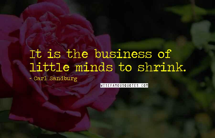 Carl Sandburg Quotes: It is the business of little minds to shrink.