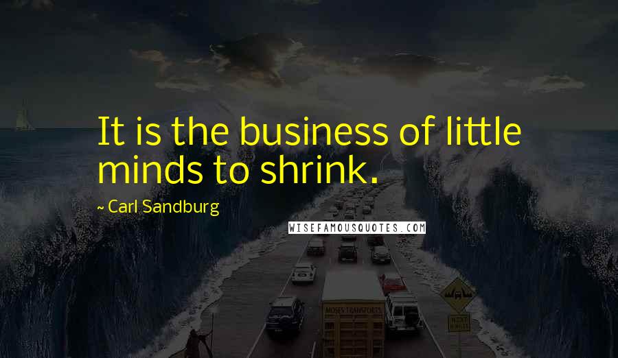 Carl Sandburg Quotes: It is the business of little minds to shrink.