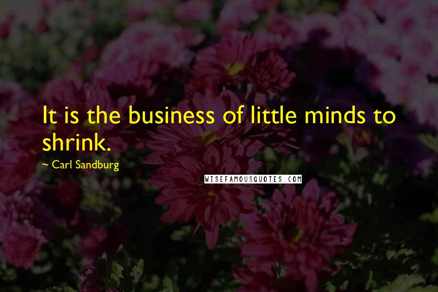 Carl Sandburg Quotes: It is the business of little minds to shrink.