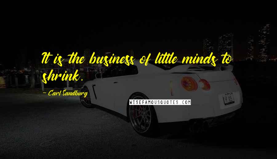 Carl Sandburg Quotes: It is the business of little minds to shrink.