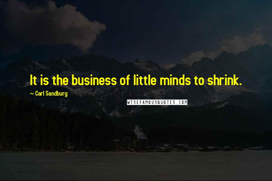 Carl Sandburg Quotes: It is the business of little minds to shrink.