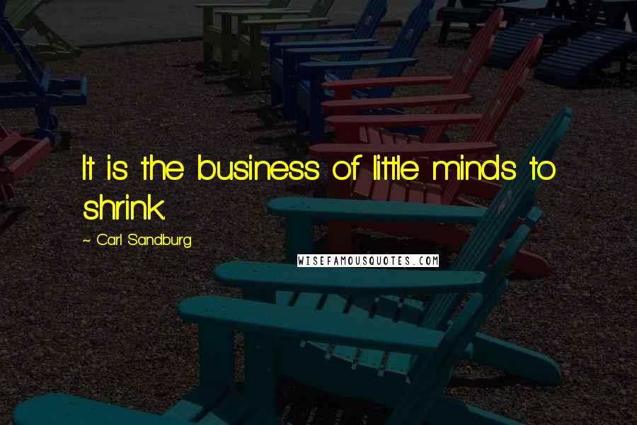 Carl Sandburg Quotes: It is the business of little minds to shrink.