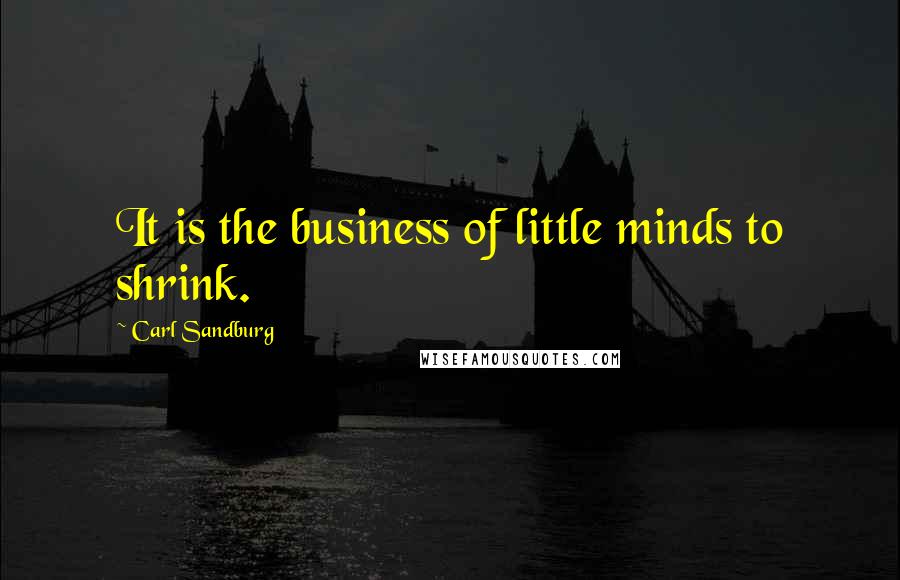 Carl Sandburg Quotes: It is the business of little minds to shrink.