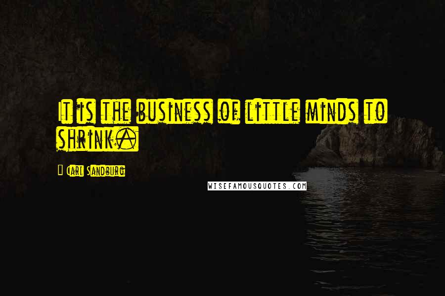 Carl Sandburg Quotes: It is the business of little minds to shrink.