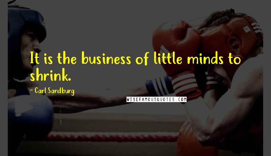 Carl Sandburg Quotes: It is the business of little minds to shrink.