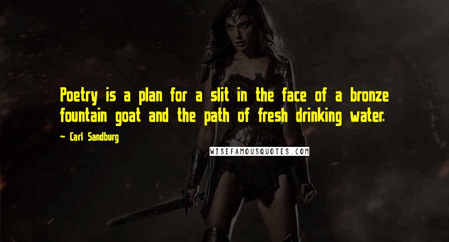 Carl Sandburg Quotes: Poetry is a plan for a slit in the face of a bronze fountain goat and the path of fresh drinking water.