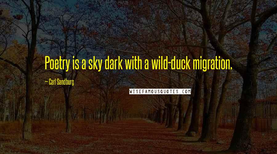 Carl Sandburg Quotes: Poetry is a sky dark with a wild-duck migration.