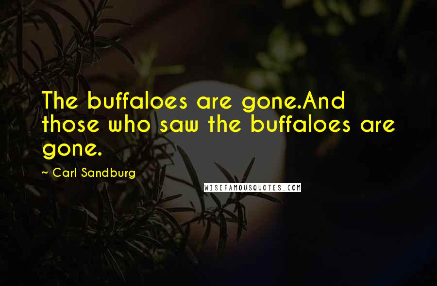 Carl Sandburg Quotes: The buffaloes are gone.And those who saw the buffaloes are gone.