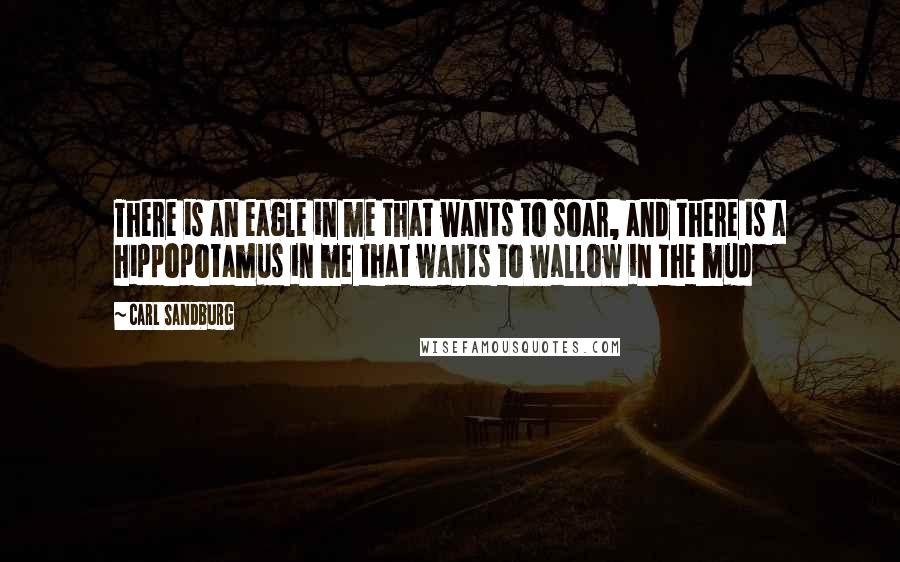 Carl Sandburg Quotes: There is an eagle in me that wants to soar, and there is a hippopotamus in me that wants to wallow in the mud