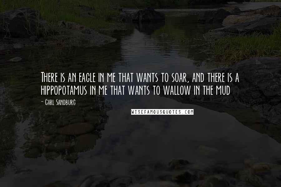 Carl Sandburg Quotes: There is an eagle in me that wants to soar, and there is a hippopotamus in me that wants to wallow in the mud