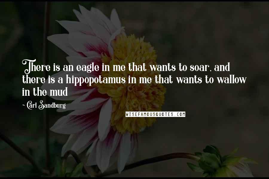 Carl Sandburg Quotes: There is an eagle in me that wants to soar, and there is a hippopotamus in me that wants to wallow in the mud