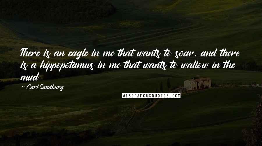 Carl Sandburg Quotes: There is an eagle in me that wants to soar, and there is a hippopotamus in me that wants to wallow in the mud