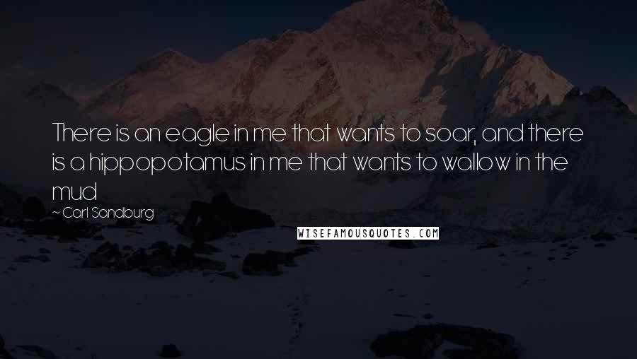 Carl Sandburg Quotes: There is an eagle in me that wants to soar, and there is a hippopotamus in me that wants to wallow in the mud