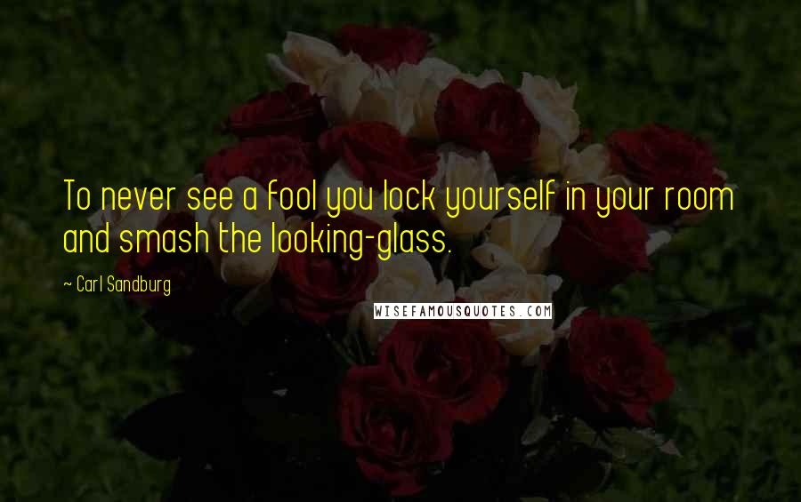 Carl Sandburg Quotes: To never see a fool you lock yourself in your room and smash the looking-glass.