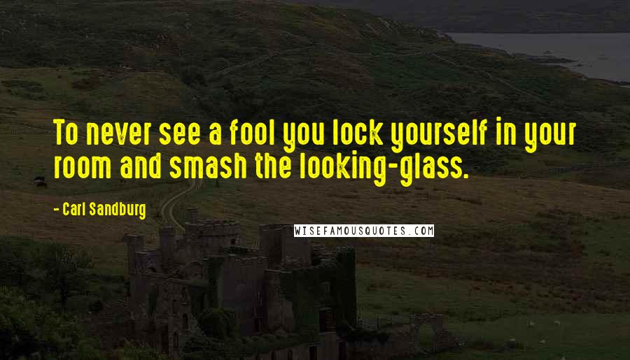 Carl Sandburg Quotes: To never see a fool you lock yourself in your room and smash the looking-glass.