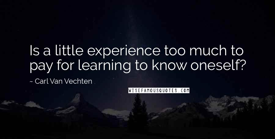 Carl Van Vechten Quotes: Is a little experience too much to pay for learning to know oneself?