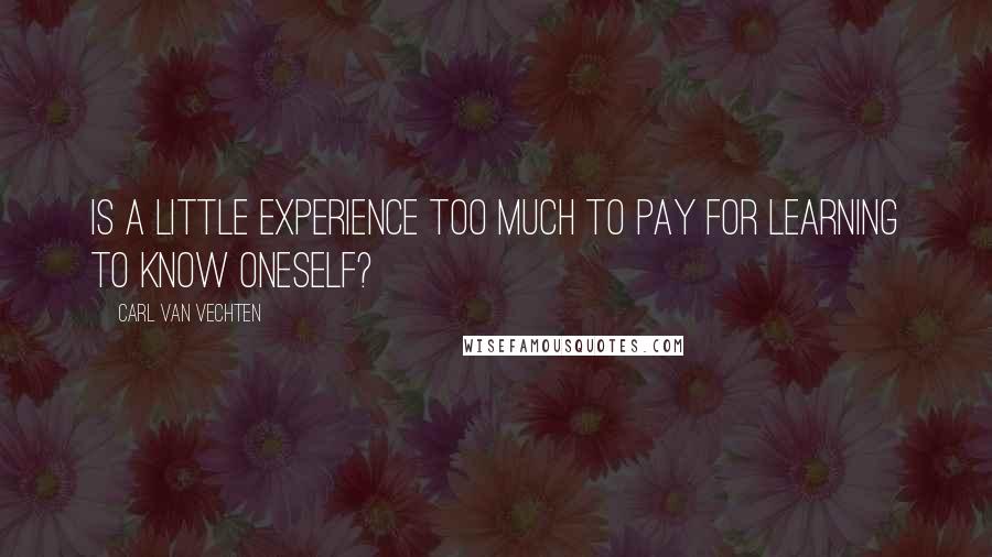 Carl Van Vechten Quotes: Is a little experience too much to pay for learning to know oneself?