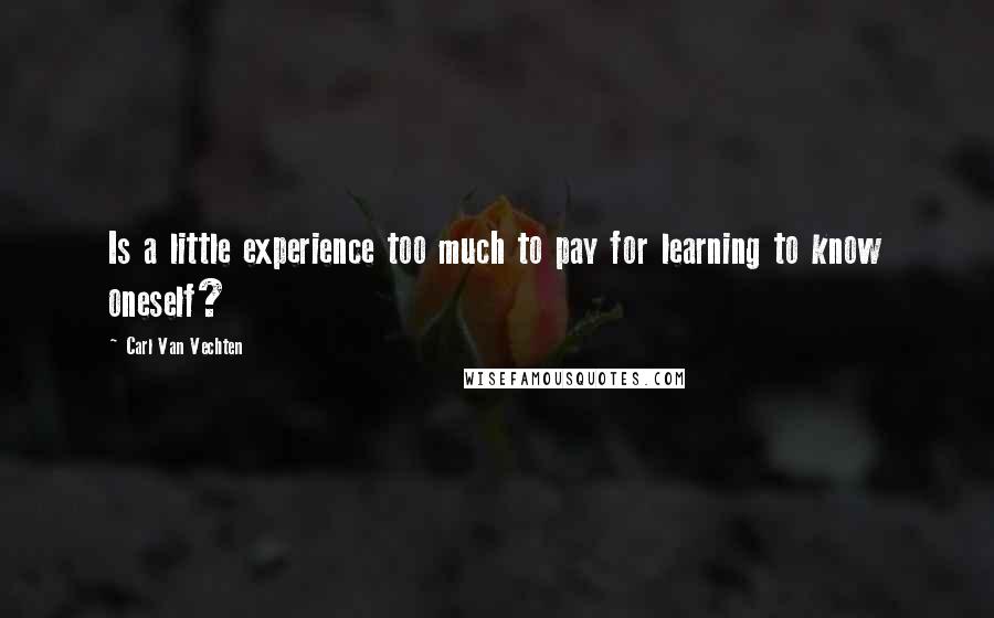 Carl Van Vechten Quotes: Is a little experience too much to pay for learning to know oneself?