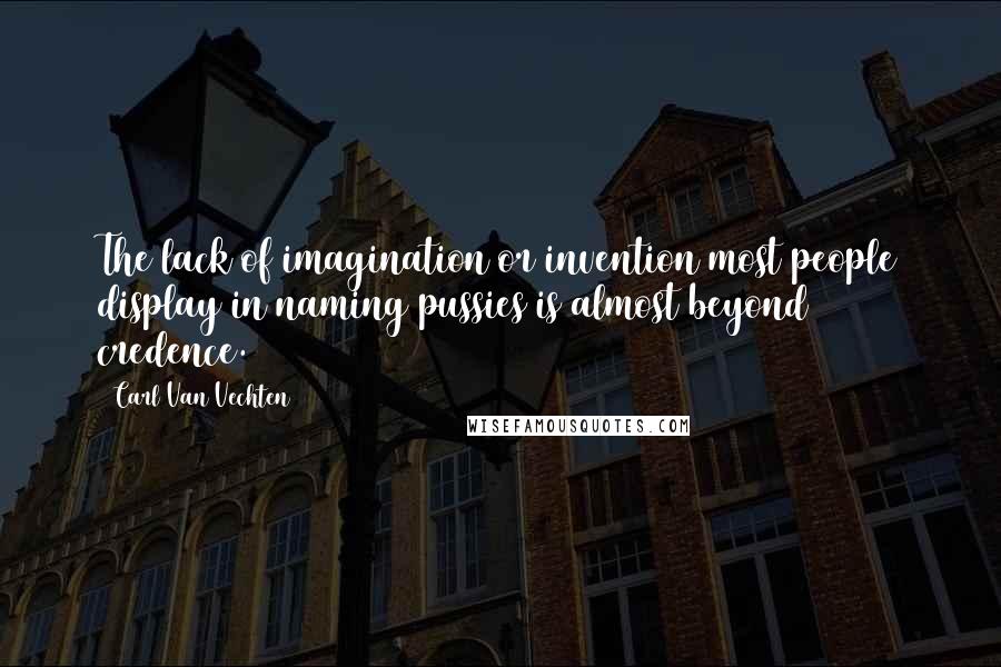 Carl Van Vechten Quotes: The lack of imagination or invention most people display in naming pussies is almost beyond credence.