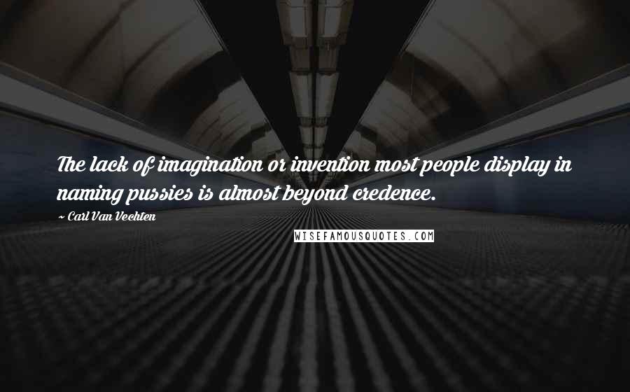 Carl Van Vechten Quotes: The lack of imagination or invention most people display in naming pussies is almost beyond credence.