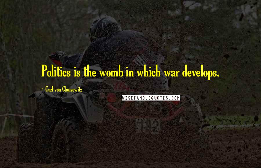 Carl Von Clausewitz Quotes: Politics is the womb in which war develops.