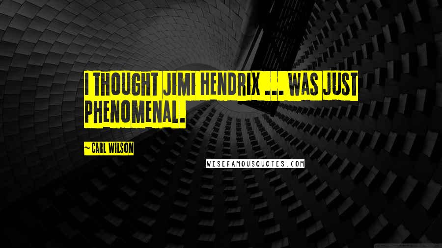 Carl Wilson Quotes: I thought Jimi Hendrix ... was just phenomenal.