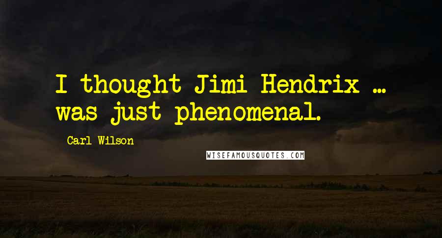Carl Wilson Quotes: I thought Jimi Hendrix ... was just phenomenal.