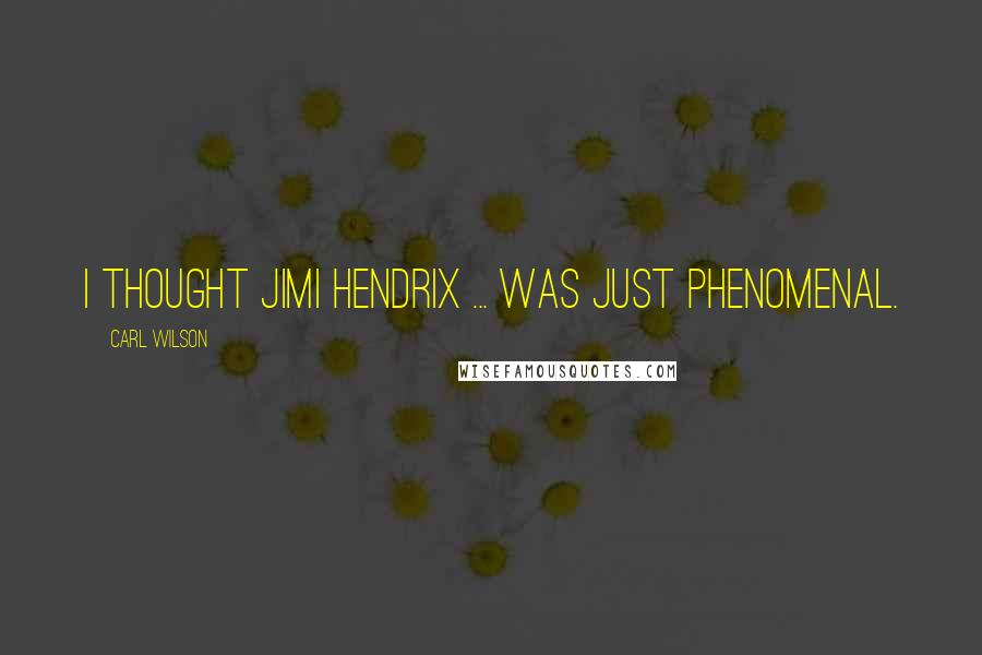 Carl Wilson Quotes: I thought Jimi Hendrix ... was just phenomenal.