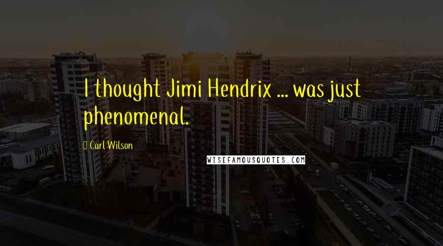 Carl Wilson Quotes: I thought Jimi Hendrix ... was just phenomenal.