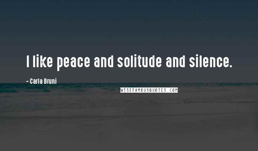 Carla Bruni Quotes: I like peace and solitude and silence.